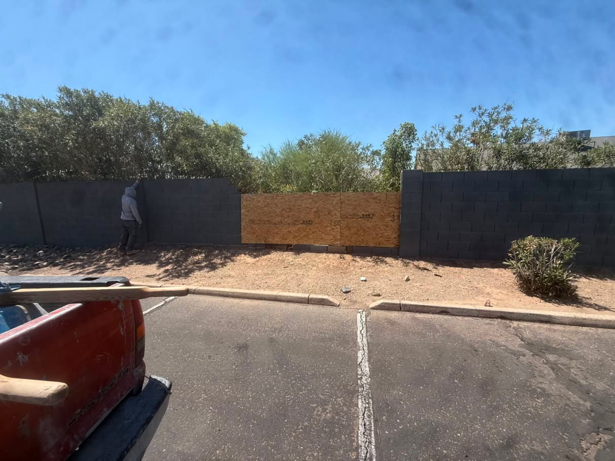 Commercial Wall Infill & Color Match — before